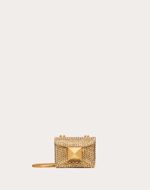 Valentino Garavani - One Stud Embroidered Micro Bag With Chain - Antique Brass - Woman - Mini Bags