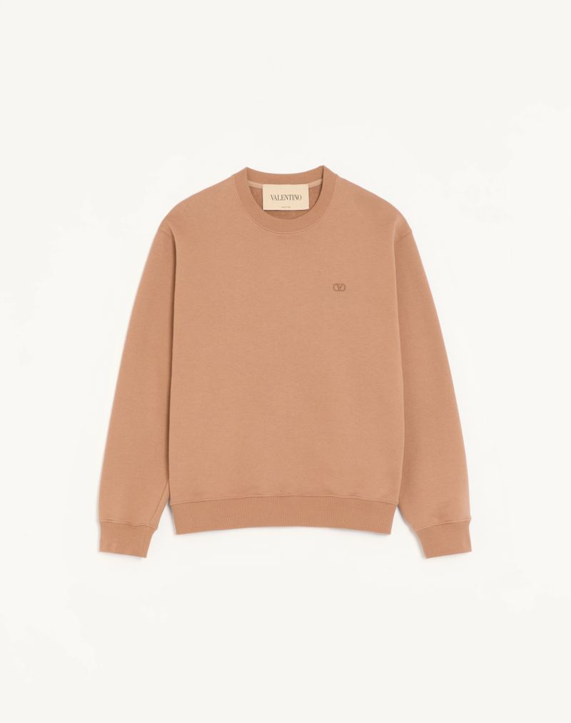 Sweatshirt Coton Broderie VLogo Beige — Valentino