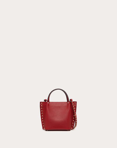 Valentino Red Calfskin Leather Rockstud Double Handle Tote Bag