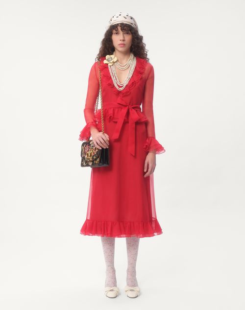 Valentino - Organza Midi Dress - Red - Woman - Shelf - Wrtw - W1 Animalier & Paris