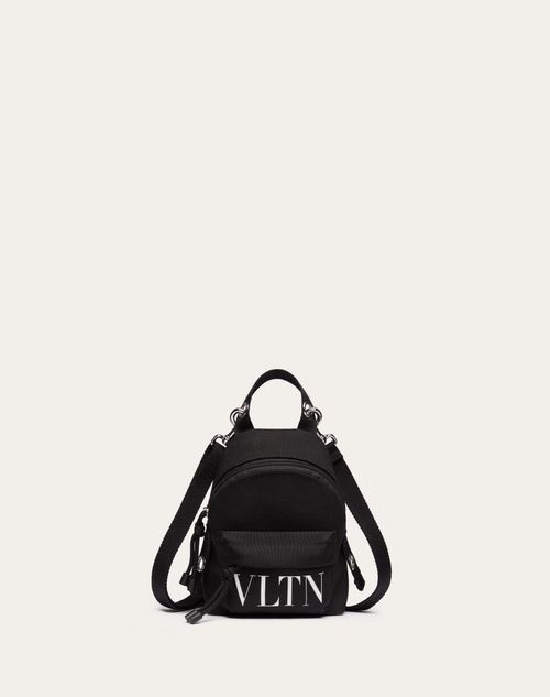 Valentino Garavani - Mini Vltn Backpack In Nylon - Black/white - Man - Bags