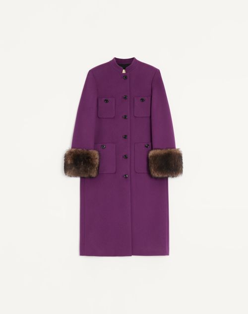 Valentino - Compact Drap Coat - Purple - Woman - Coats And Outerwear