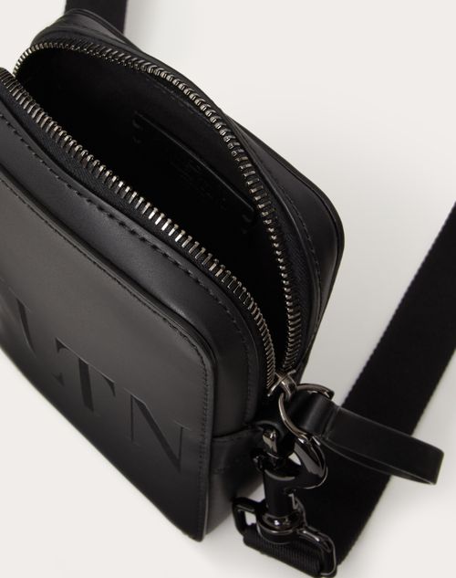 Petit Sac À Bandoulière Vltn En Cuir pour Homme en Noir