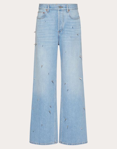 Valentino - Denim Trousers With Punk Studs - Denim - Man - Denim