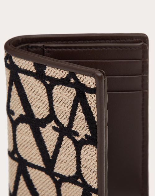 Valentino Garavani - Iconographe Toile Card Case With Leather Details - Beige/black - Man - Wallets And Small Leather Goods