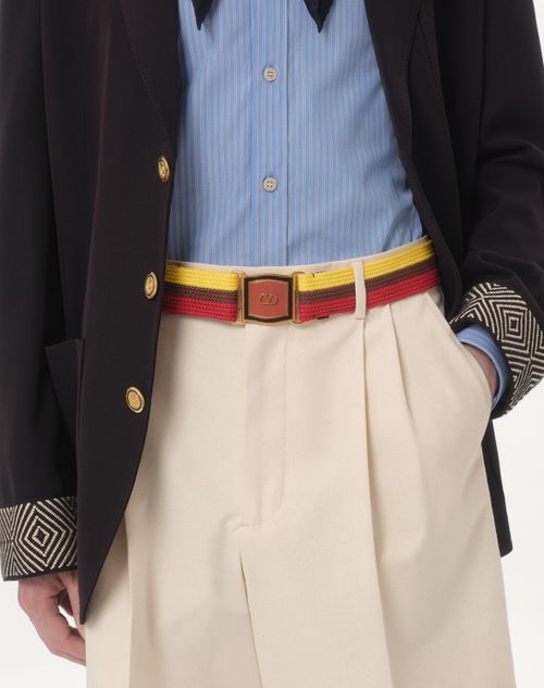 Valentino Garavani - Vlogo Signature Ribbon Belt 40 Mm - Yellow/brown/red - Man - Belts