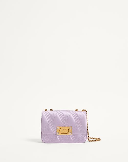 Valentino Garavani - Valentino Garavani Quiltie 67 Small Satin Shoulder Bag - Iris Liliac - Woman - Shoulder Bags