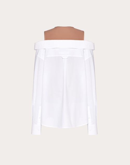 Valentino - Sartorial Popeline Shirt - White/light Camel - Woman - Shirts And Tops