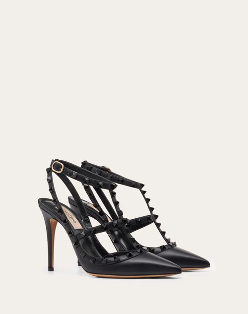 Rockstud Ankle Strap Pump With Tonal Studs 100 for Woman in Black