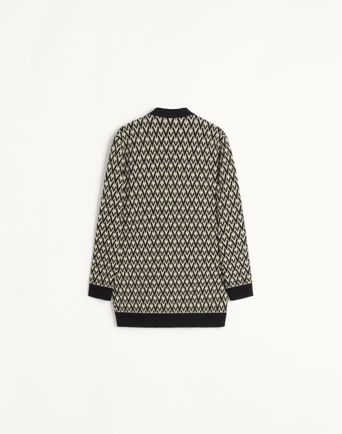 Valentino - トゥッタラ V ジャカードパターン ウール カーディガン - クリーム/ブラック - ウィメンズ - ニット