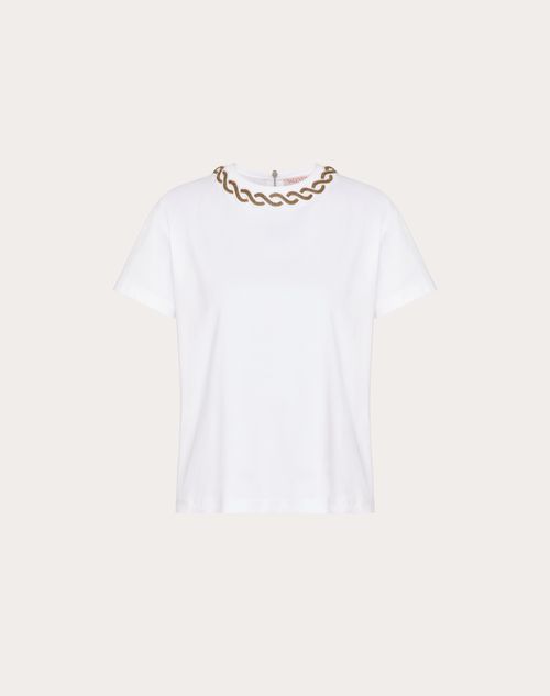 Valentino - Embroidered Cotton Jersey T-shirt - White - Woman - T-shirts And Sweatshirts