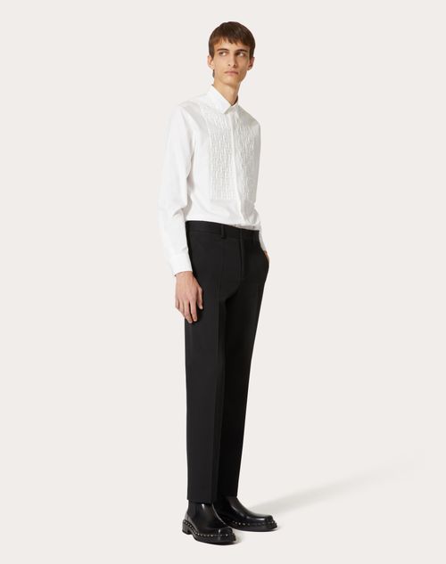 Valentino - Cotton Poplin Shirt With Embroidered Plastron - White - Man - Shirts