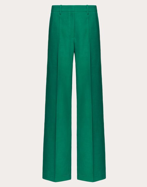 Valentino - Diagonal Stretch Crepe Pants - Basil Green - Woman - Ready To Wear