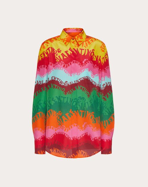 Valentino - Valentino Waves Multicolor Print Popeline Shirt - Multicolor - Woman - Shirts And Blouses