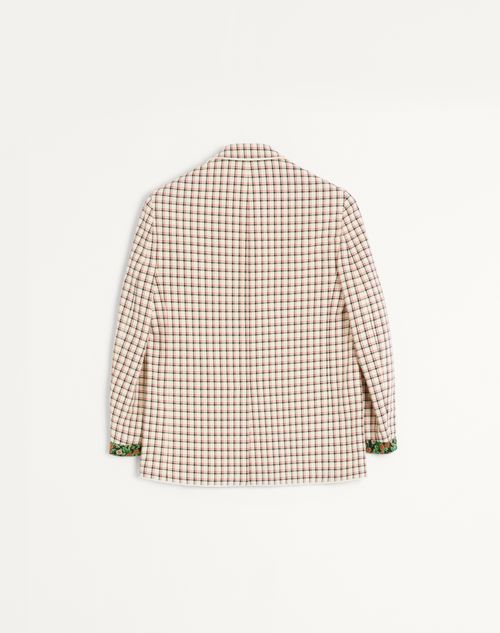 Valentino - チェックパターン & プリントエッジ コットン シングルブレスト ジャケット - イエロー/ブラック/レッド - メンズ - コート＆ブレザー