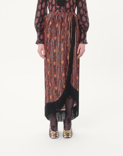 Valentino - Lamé Midi Skirt With Apres L'hiver Print - Multicolour - Woman - Skirts