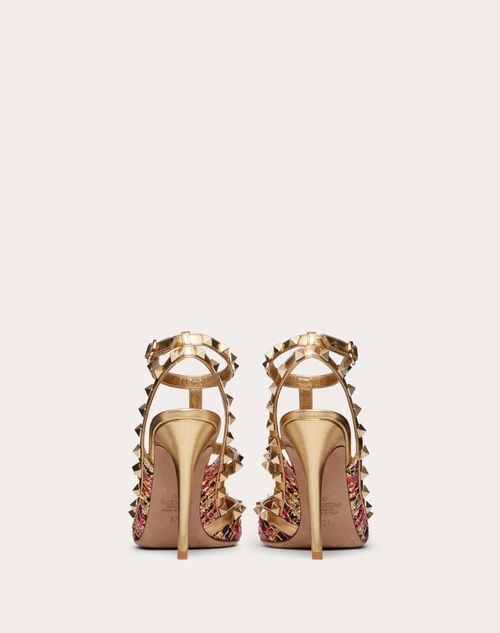 Rockstud Tweed Pump With Straps 100mm for Woman in Gold/multicolor ...