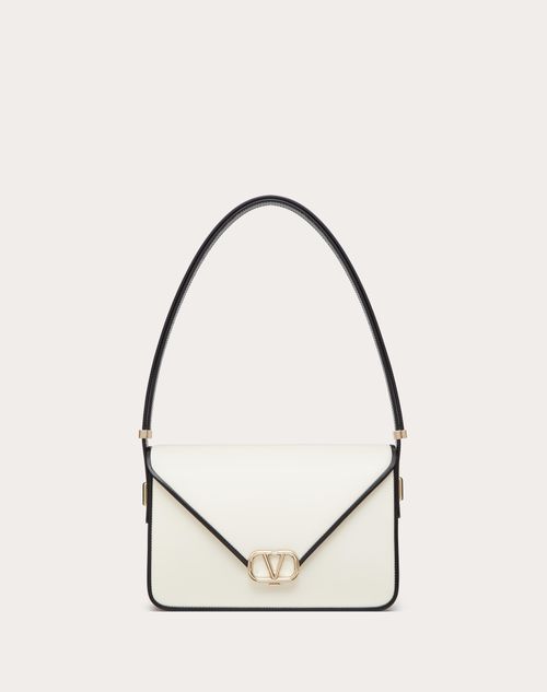 Valentino Garavani Shoulder Letter Bag In Two-tone Smooth Calfskin for  Woman in Blue/white