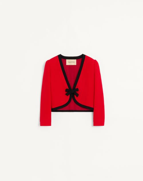 Valentino - Valentino Wool Crepe Jacket - Carmine Red/black - Woman - Jackets And Blazers