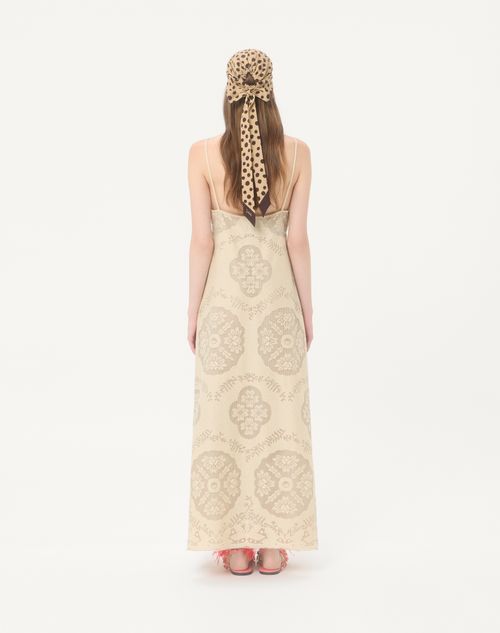 Valentino - Midi Dress In Floral Stamp Blanket - Ecru/silver - Woman - Dresses