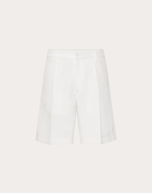 Valentino - Silk Faille Bermuda Shorts - White - Man - Pants And Shorts
