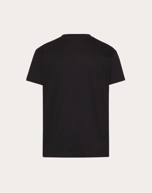 Valentino - Vlogo Valentino Print Cotton T-shirt - Black - Man - Tshirts And Sweatshirts