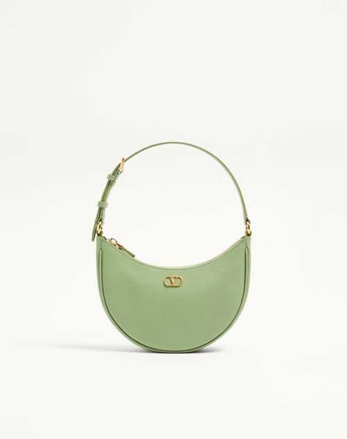 Valentino Garavani - Mini Borsa Hobo Vlogo Signature In Vitello Granato - Menta - Donna - Borse A Spalla