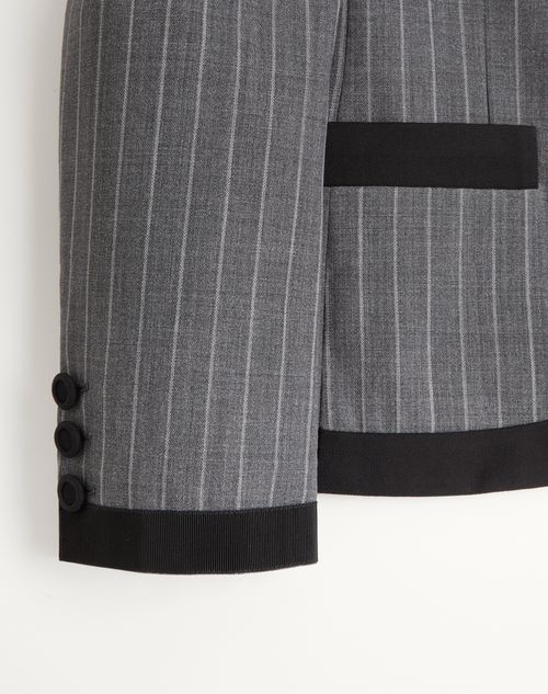 Valentino - Valentino Pinstripe Wool Jacket - Grey - Man - Coats And Blazers