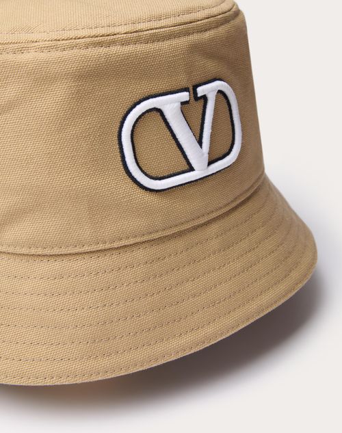 Valentino Garavani - Vlogo Signature Cotton Bucket Hat With Vlogo Embroidery - Beige - Man - New Arrivals