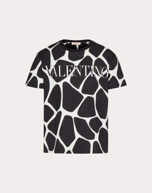Valentino - Cotton T-shirt With Giraffa Re-edition Print - Black/ivory - Man - Men Valentino Escape 2022 Collection