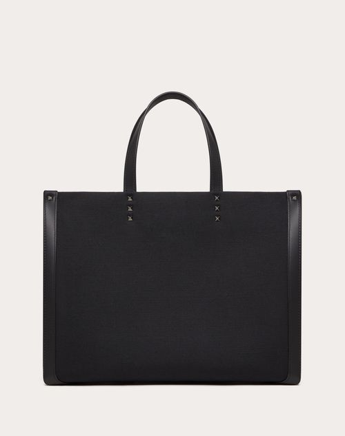 Borsa Shopping Media Vltn In Canvas per Uomo in Nero Valentino IT