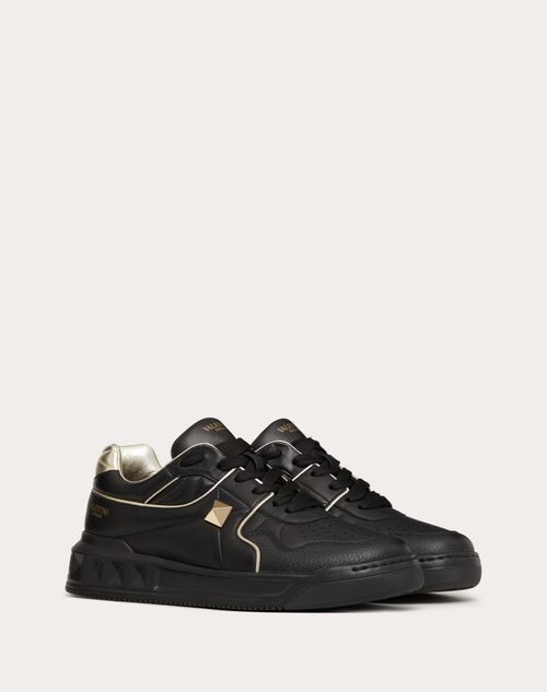 Valentino Garavani - One Stud Low-top Sneaker In Nappa Leather - Black - Man - Man Shoes Sale