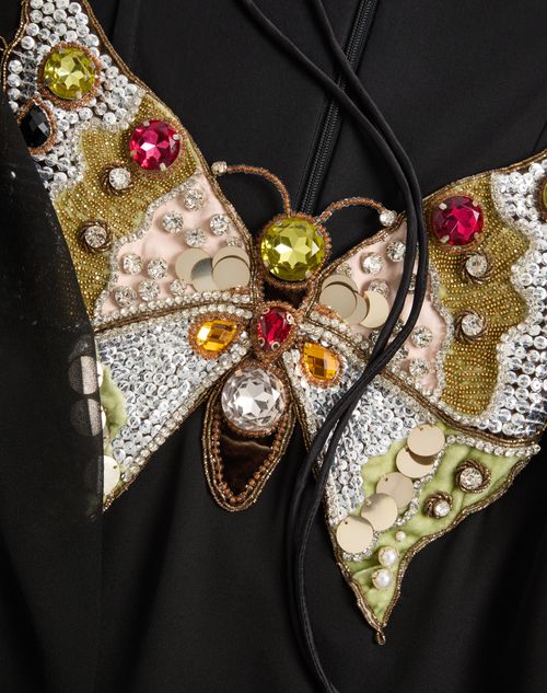 Valentino - Embroidered Georgette Long Dress - Black/multicolour - Woman - Gowns