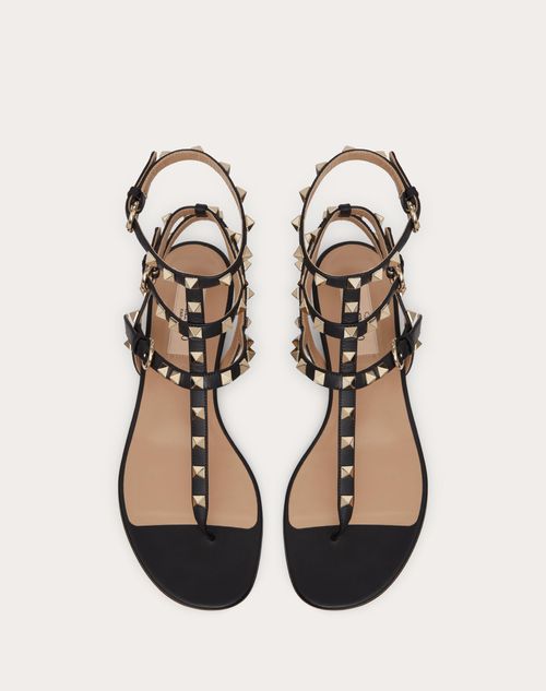 Valentino Garavani - Rockstud Calfskin Flat Flip-flop Sandal - Black - Woman - Rockstud Sandals - Shoes