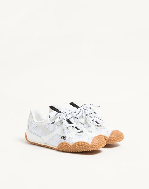 Valentino Garavani - Baskets Amphibia En Cuir De Veau Caoutchouté Et Croûte De Cuir - Blanc - Femme - Baskets