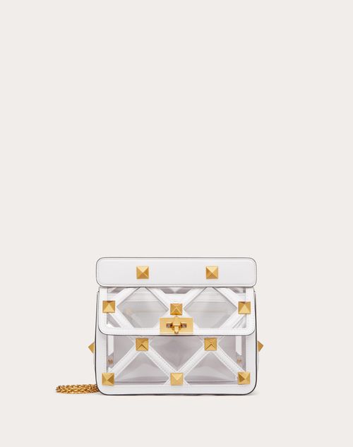 Valentino Garavani - Medium Bag With Roman Stud Chain In Polymer Material - Transparent/optical White - Woman - Gifts For Her