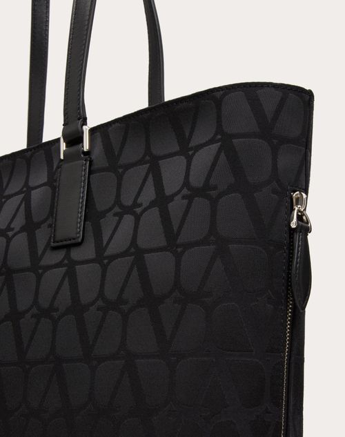 トワル イコノグラフ レザーディテール テクニカルファブリック トートバッグ for メンズ インチ ブラック | Valentino JP