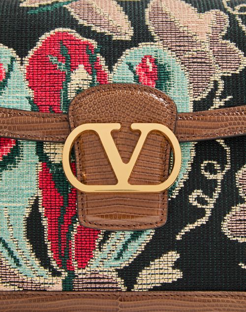 Valentino Garavani 9to5 Shoulder Bag In Jacquard And Lizard Valentino Garavani 9to5 Shoulder Bag In Jacquard And Lizard