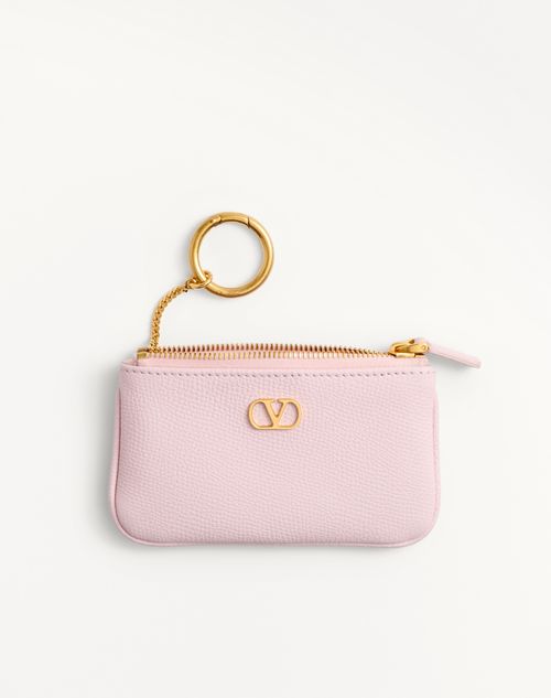 Vlogo Signature Grainy Calfskin Key Ring for Woman in Rose Vlogo Signature Grainy Calfskin Key Ring for Woman in Rose