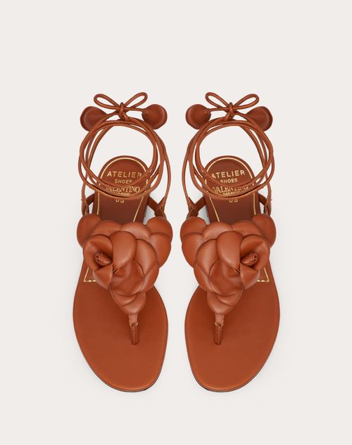 Valentino Garavani - Valentino Garavani Atelier Shoes 03 Rose Edition Flat Thong Sandal - Tan - Woman - Flat Sandals