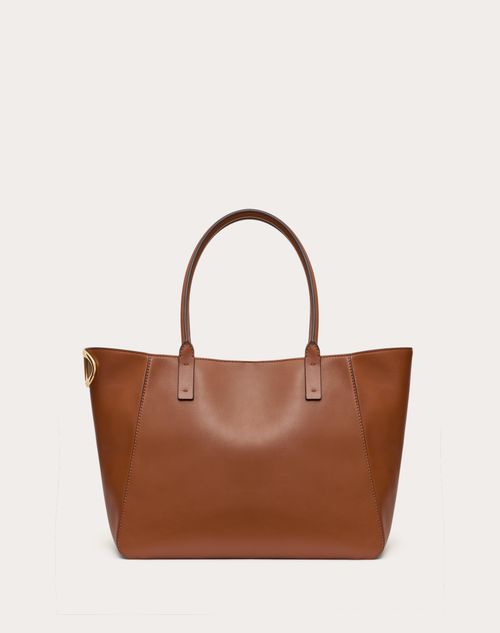 Valentino Garavani - Vlogo Side Shopping Bag In Nappa Calfskin - Tobacco - Woman - New Shelf - Vlogo Side - Bags