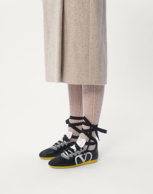 Valentino Garavani - Chromathon Sneaker In Perforated Nappa - Black/grey/optic White - Woman - Sneakers