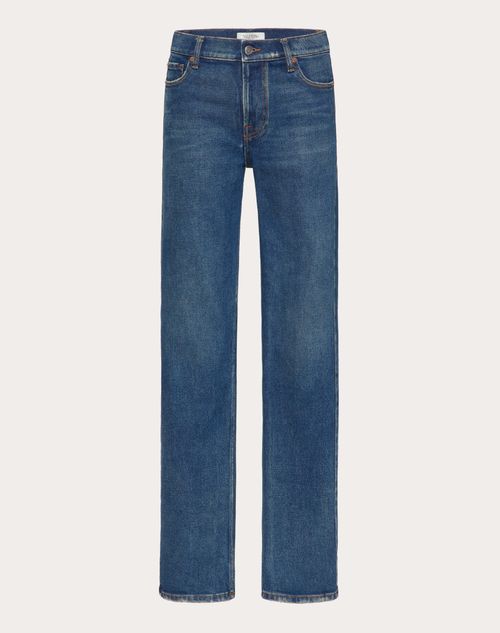 Valentino - Blue Washed Denim Jeans - Dark Denim - Woman - Denim Pants