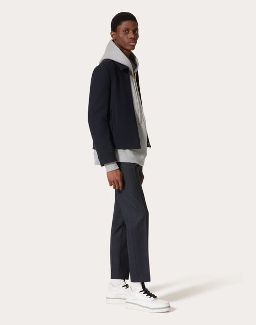 Valentino - Cotton Hooded Sweatshirt With Metallic V Detail - Grey - Man - Ready To Wear