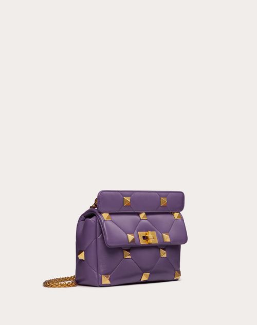 Valentino Garavani - Medium Roman Stud The Shoulder Bag In Nappa With Chain - Purple - Woman - Valentino Garavani Roman Stud