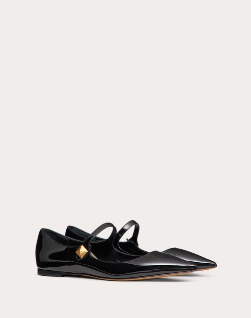 Valentino Garavani - ティップトゥ エナメル バレリーナ - ブラック - ウィメンズ - バレリーナ