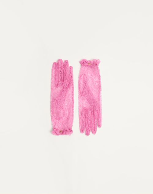 Valentino Garavani - Vlogo Signature Lace Gloves - Pink - Woman - Hats And Gloves