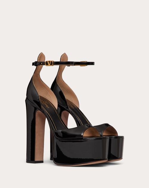 Valentino Garavani - Valentino Garavani Tan-go Platform Patent Leather Sandal 155mm - Black - Woman - High Heel Sandals