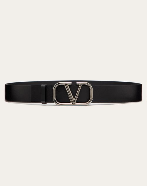 Valentino Garavani - Vlogo Signature Calfskin Belt 40 Mm - Black - Man - Winter Shop