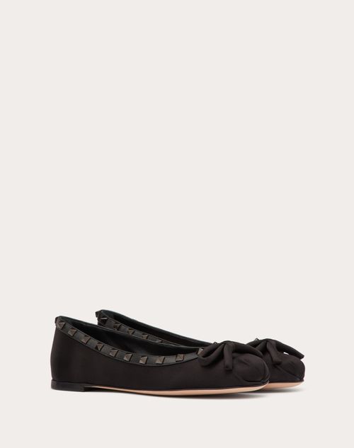 Valentino Garavani - Rockstud Satin Ballerina With Tone-on-tone Studs - Black - Woman - Woman View All